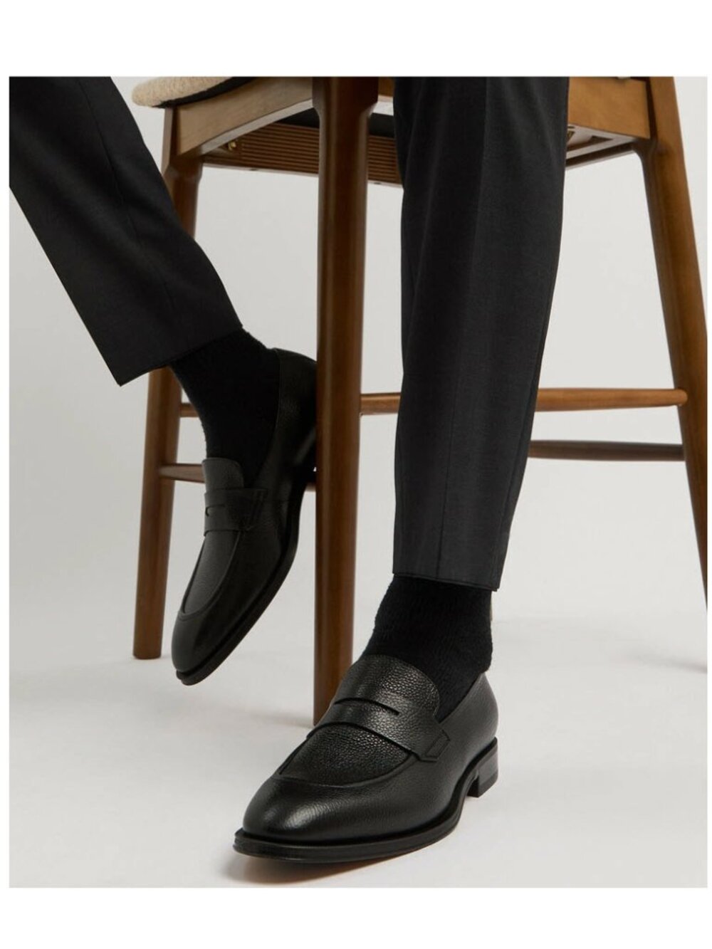 Boss Derrek Grained Leather Loafers in Black UK7.5/US8.5